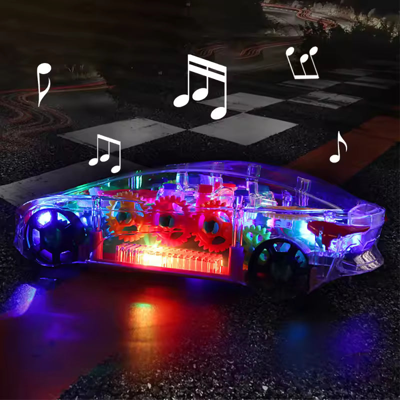 Transparent Gear Car with LED Lights & Music
