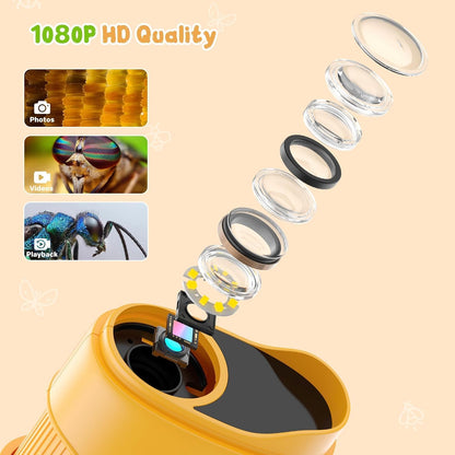 Handheld Digital Microscope, 1000X Magnification, 2.0" IPS Screen, Portable STEM Educational Toy for Kids Ages 3-12, Yellow