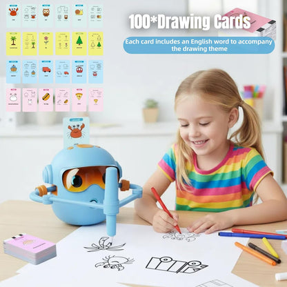 Automated Drawing Robot with Cards & Templates, Drawing Robot for Kids and Beginner, Reliable Sketch Assistant, Blue