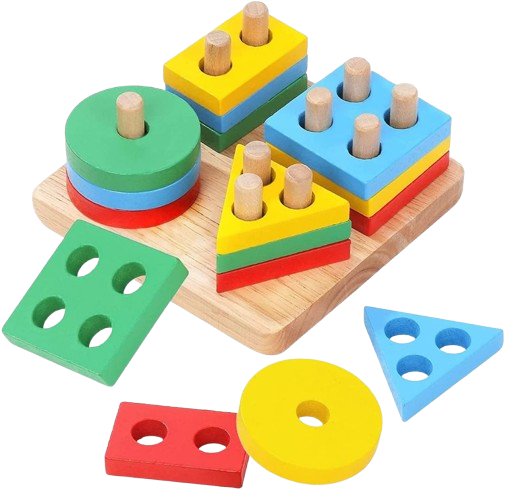 Montessori Toy Wooden Building Blocks Early Learning Educational Toys Color Shape Match Kids Puzzle Toys For Children Boys Girls