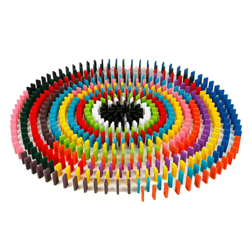 100 PCS Wooden Rainbow Domino Building Blocks Toys