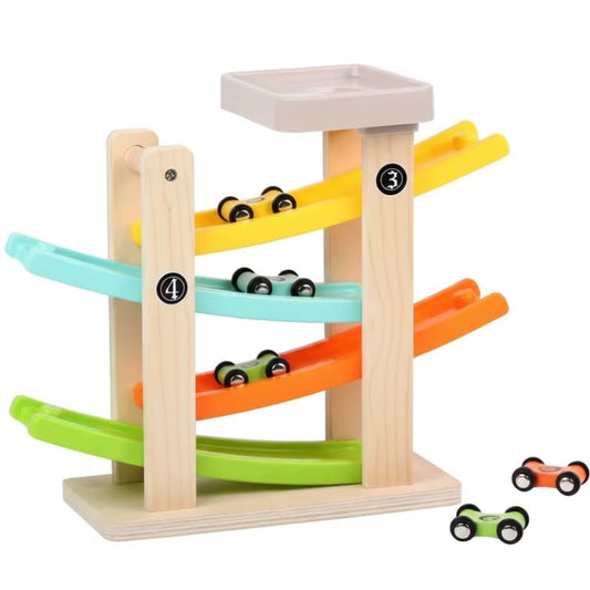 Mini Wooden Gliding Car Ramp Race