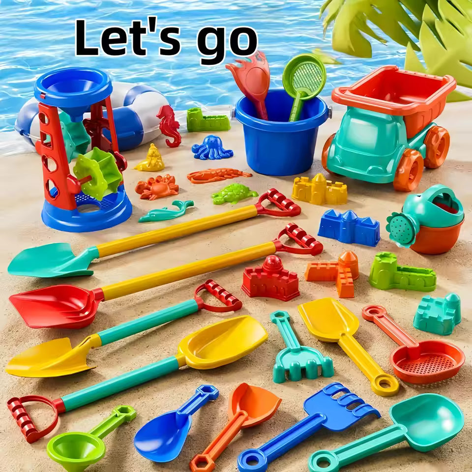 32-Piece Kids Beach Sand Toys Set with Bucket, Dump Truck & Sand Molds