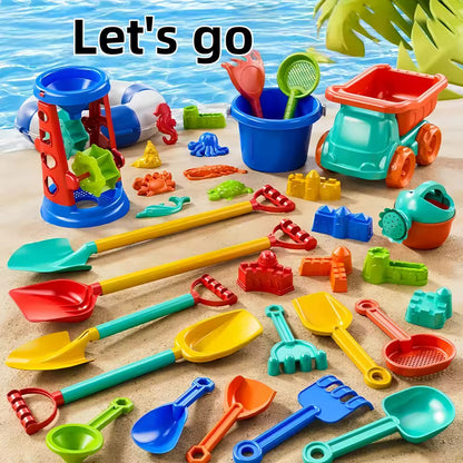 32-Piece Kids Beach Sand Toys Set with Bucket, Dump Truck & Sand Molds
