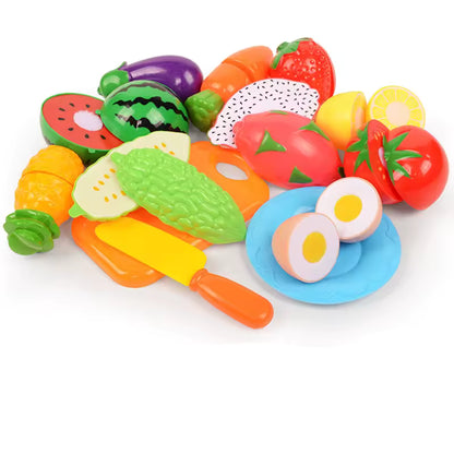 Montessori Wooden Fruit & Vegetable Cutting Toy Set | Kids Pretend Play Kitchen Food Toys