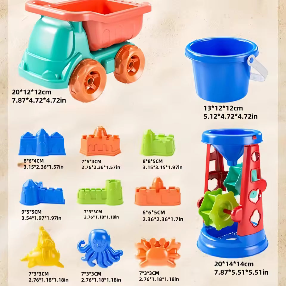 32-Piece Kids Beach Sand Toys Set with Bucket, Dump Truck & Sand Molds