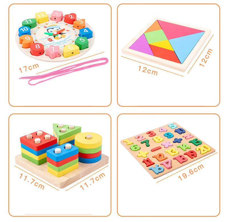8-in-1 Wooden Educational Toy Set for Kids – Colorful Early Learning & Montessori-Inspired Activities