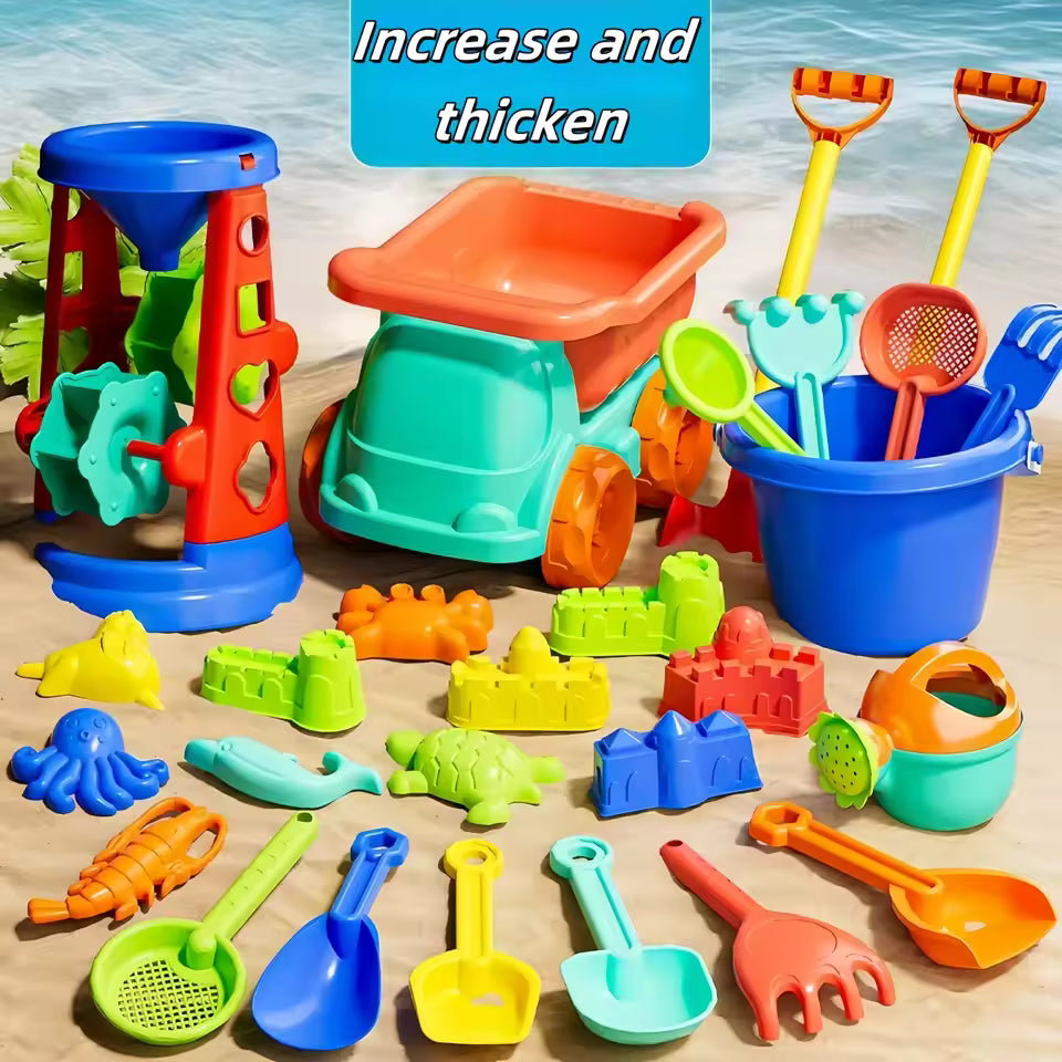 32-Piece Kids Beach Sand Toys Set with Bucket, Dump Truck & Sand Molds