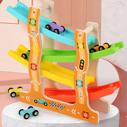 Wooden Race Track Car Toy, Colorful Race Track Car Toy, Montessori Educational Toy for Kids, Perfect Gift for Holiday & Birthday