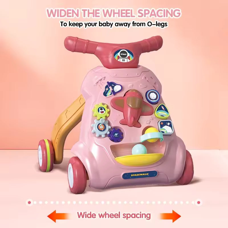 Toddler Electric Push Walker Toy with Music & Flashing Lights | Interactive Baby Learning Walker