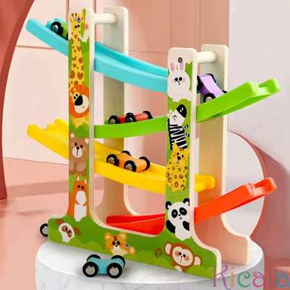 Wooden Race Track Car Toy, Colorful Race Track Car Toy, Montessori Educational Toy for Kids, Perfect Gift for Holiday & Birthday