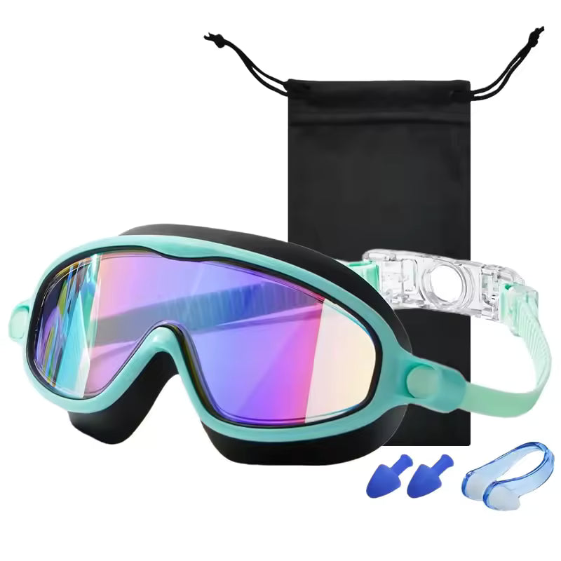 Kids Anti-Fog Wide View Swimming Goggles | Adjustable Silicone Swim Glasses for Boys & Girls (Ages 3–15)
