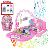Baby Play Mat, 3 in 1 Baby Activity Play Mat Infant Play Gym Kids Musical Play Crawling Mat, Pink