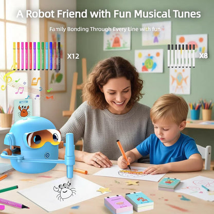 Automated Drawing Robot with Cards & Templates, Drawing Robot for Kids and Beginner, Reliable Sketch Assistant, Blue