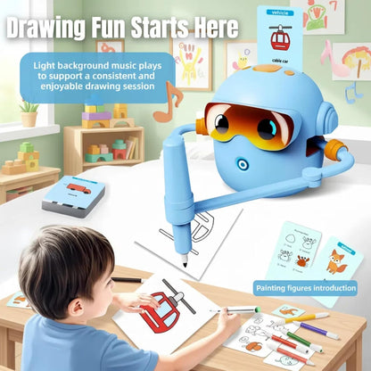 Automated Drawing Robot with Cards & Templates, Drawing Robot for Kids and Beginner, Reliable Sketch Assistant, Blue